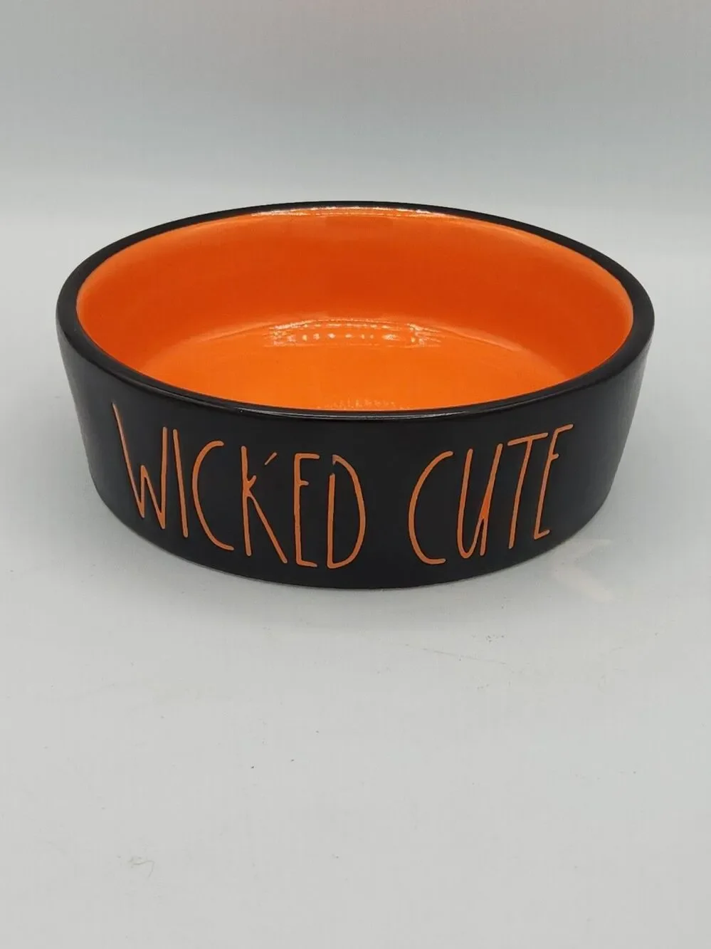 Rae Dunn Halloween Black And Orange Cat Bowl WICKED CUTIE